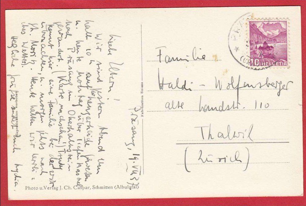 Cartoline postali: PRÄSANZ (OBERHALBSTEIN) – Usato da Grüningen venduto da Kartenlaube 1