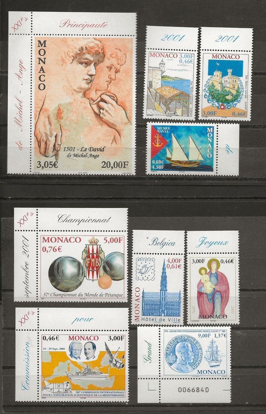 Tutti i francobolli: Monaco lot 2001 ** – Nuovo (secondo la descrizione) da Sion venduto da PierreP01