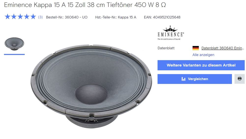 Subwoofer Box mit Eminence Kappa 15 Zoll Lautsprecher 450W Kaufen auf