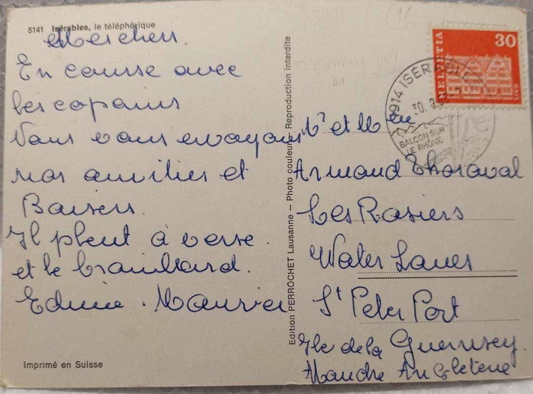 Cartoline postali: ISÉRABLES  -  Le Téléphérique  -  1968 – Usato da Delémont venduto da Domdom1 1