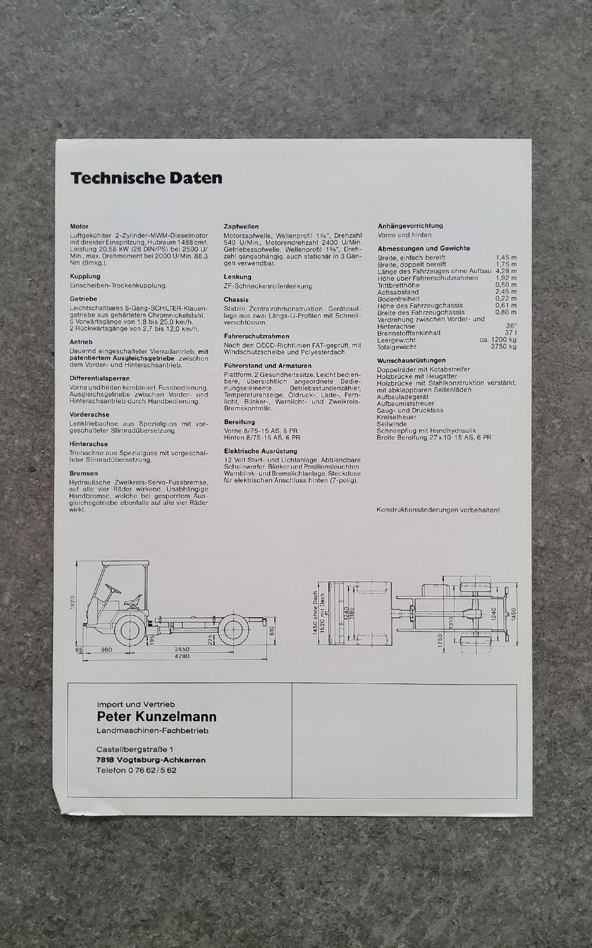 Schilter Documents: Schilter N 1300 Transporter – D'occasion à Holziken par douglas70 1
