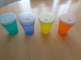 Tupperware 4 Becher mit Strohhalmdeckel