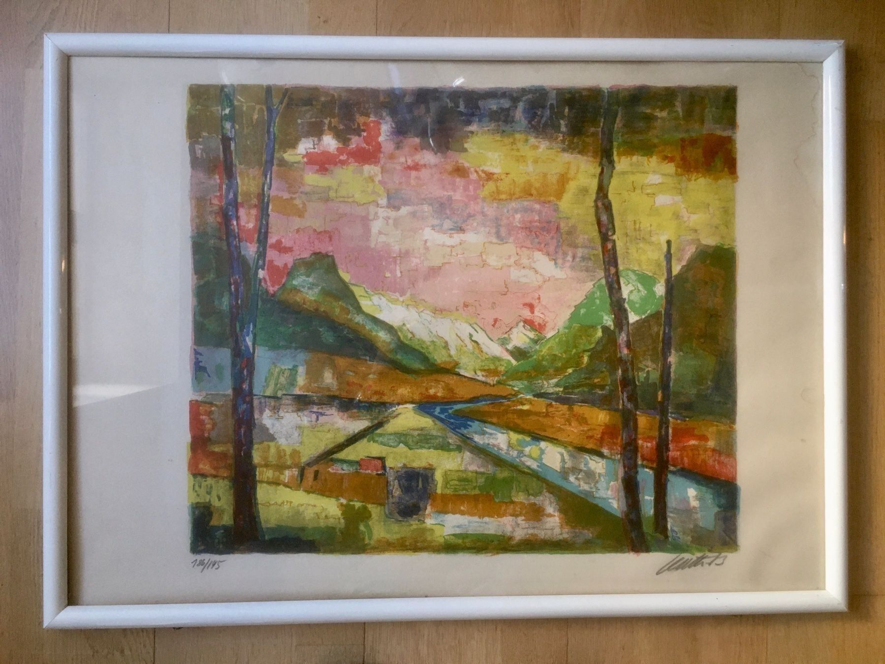 Grafica & Litografie: Schöne Farblitho, 1973, Landschaft, signiert – Usato da Basel venduto da magot58 1