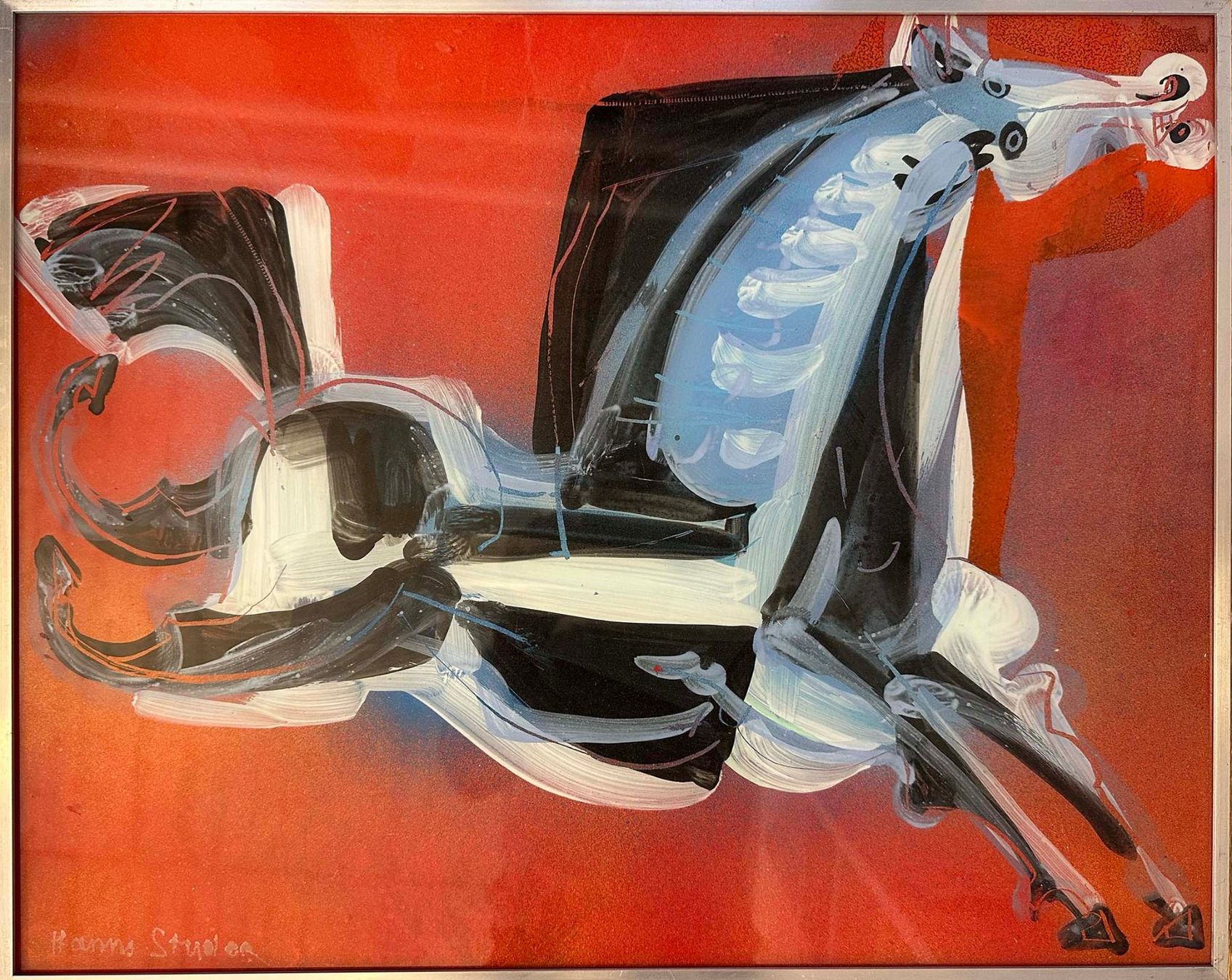 Dipinti: Hanns Studer "Pferd" Original Hinterglasmalerei  50 x 40 cm – Usato da Egg b. Zürich venduto da Monopoly6