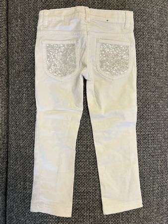 Pantalon jeans blanc Benetton, Taille XXS (3-4 ans) ✨ Été ☀️