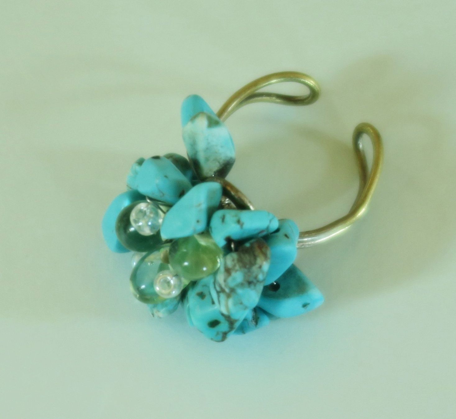 Anelli: Ring "Blume" mit Türkisperlen – Usato da Brittnau venduto da marlenestone 1
