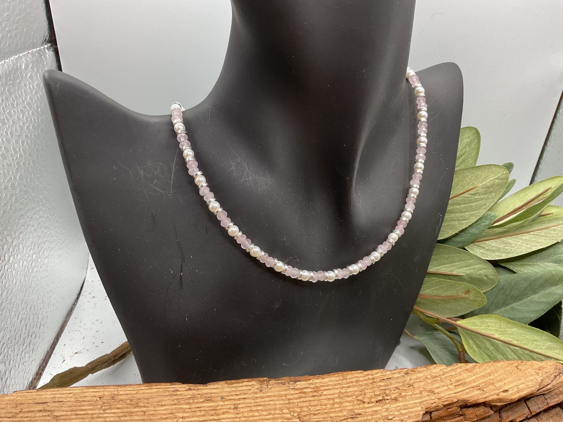 Catenine: Collier Rosenquarz und Perlen, 42cm – Nuovo (secondo la descrizione) da luzern venduto da Alpendorf1 2