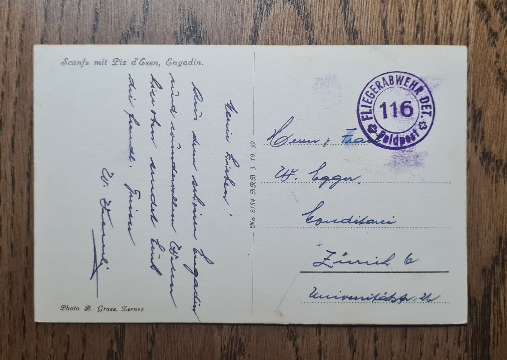 Cartoline postali: Scanfs, Feldpost Fliegerabwehr Det. – Usato da Ebikon venduto da Donar50 2
