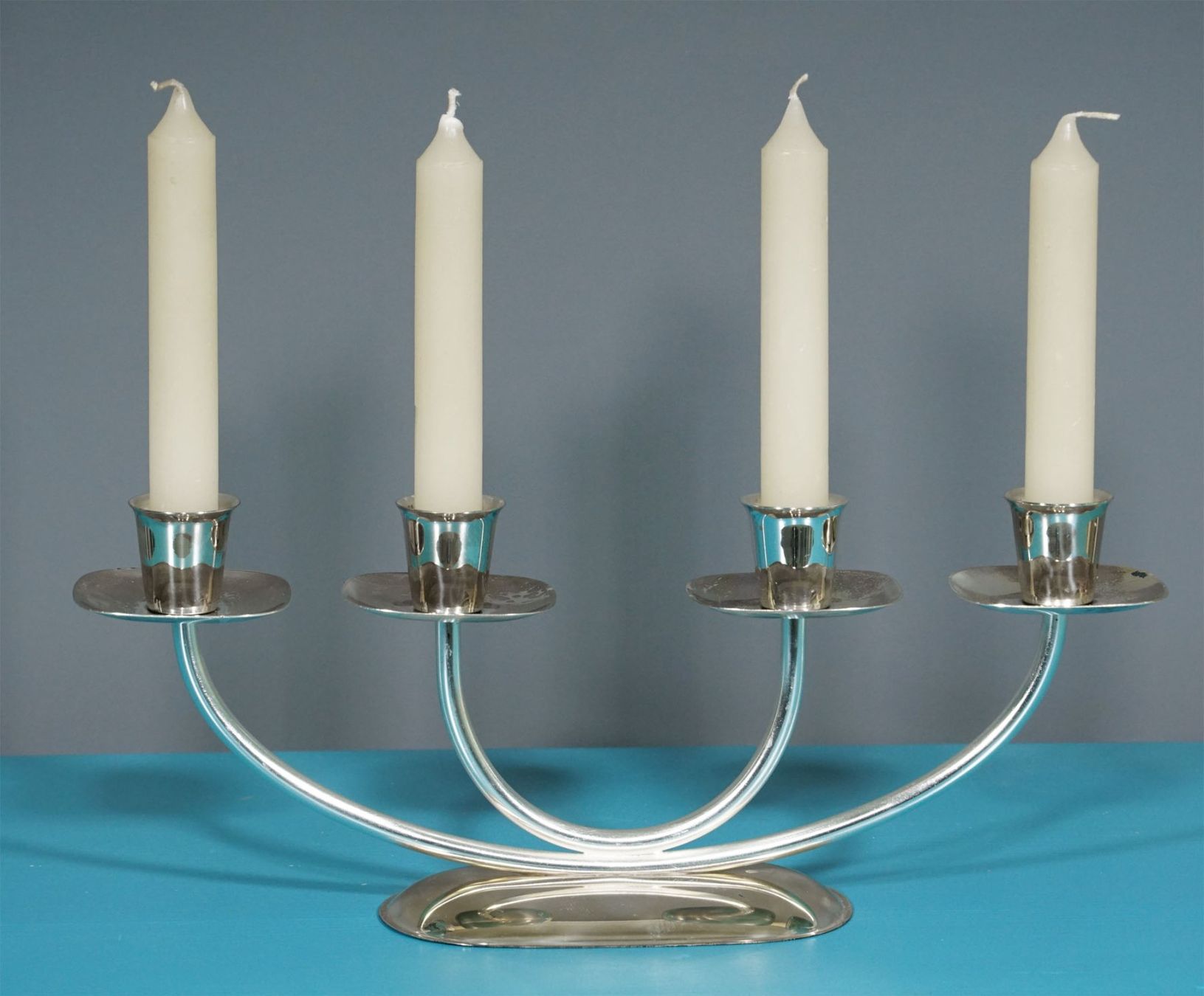 Portacandele: edler 4-armiger Vintage Kerzenständer versilbert – Usato da Meggen venduto da Trouvaillen 1