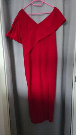Off-Shoulder Maxikleid - XL - in Feuerrot 🔟