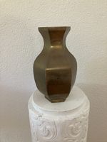 Vintage Messing sechseckige Vase - Hollywood Regency 70er
