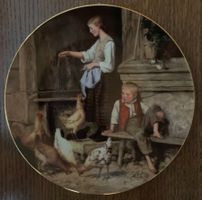 Langenthal Sammler Teller A. Anker / Mädchen Hühner fütternd