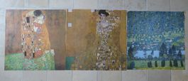 KLIMT 3 Kunstdrucke Kuss/Adele/Waldabhang Masse im Text