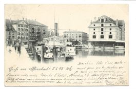 Gruss aus Rorschach (SG) Hafen - Dampfschiff - Kornhaus 1908