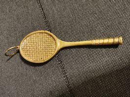 Anhänger Tennisschläger aus Messing Retro 18cm