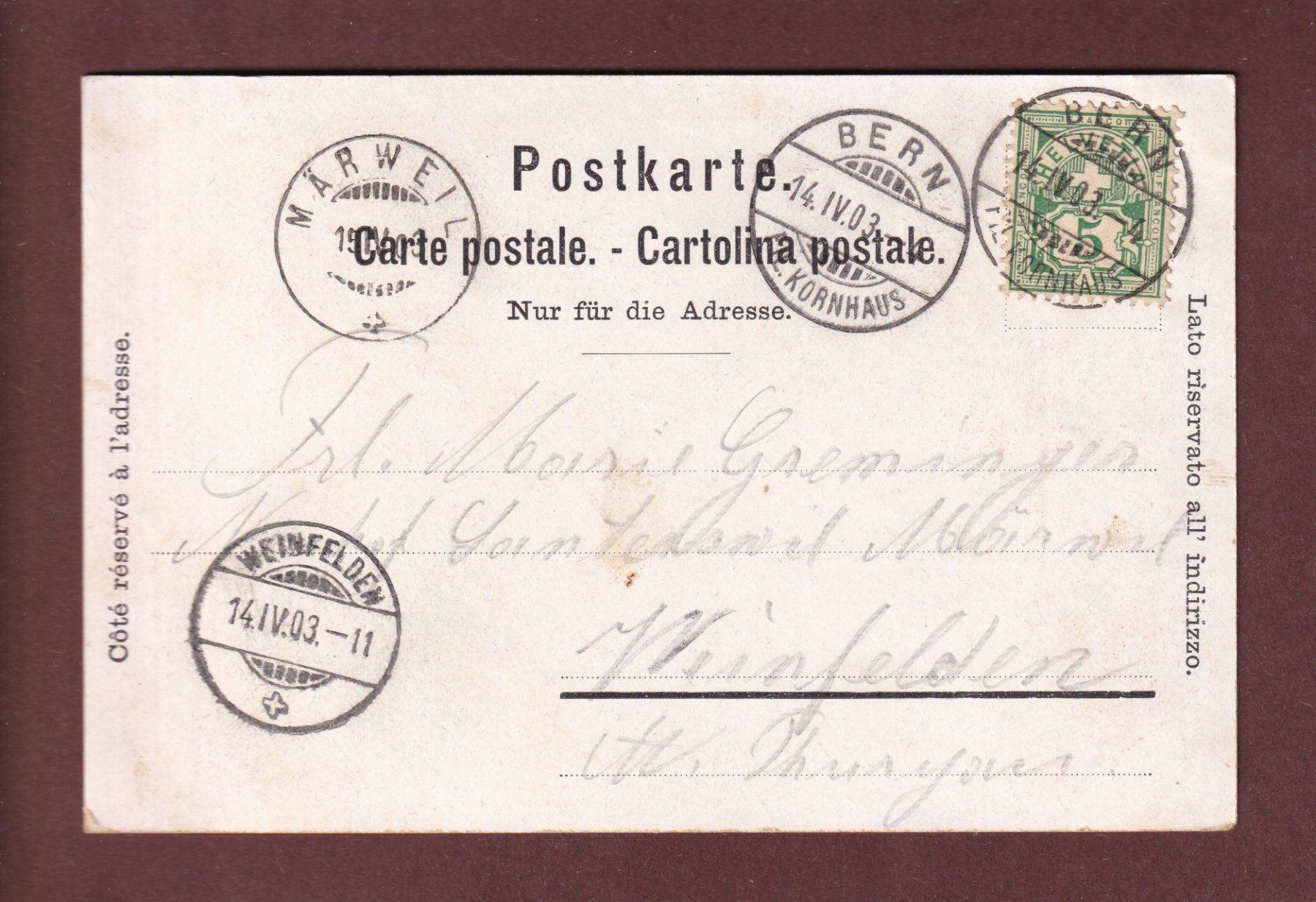 Ansichtskarten: BERN - Kornhauskeller - 1903 – Gebraucht aus Pully von nicecards-shop 1