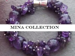 SALE Perlen Echt Amethyst Mina Armband Bracelet Perle 20 cm