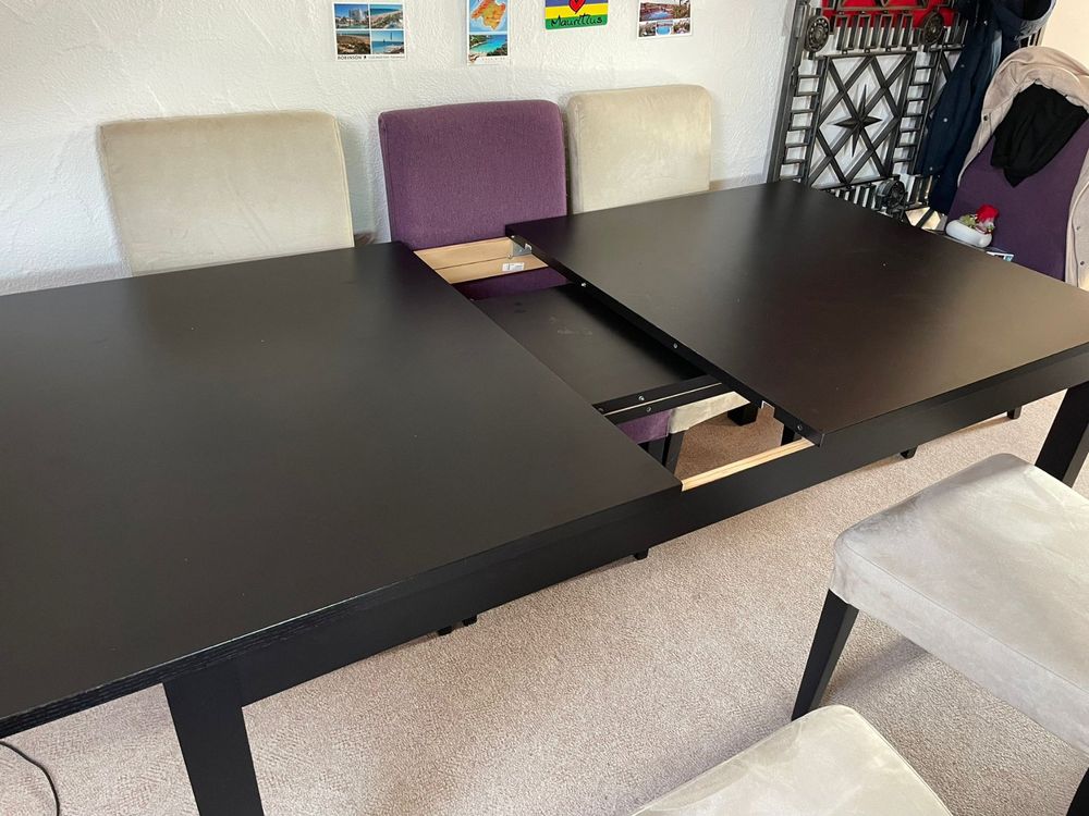 Ikea Tisch Holz Bjursta ausziehbar schwarzbraun Kaufen auf Ricardo