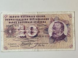 Banknote Schweiz Schweizerfranken CHF 10 Jahr 1974
