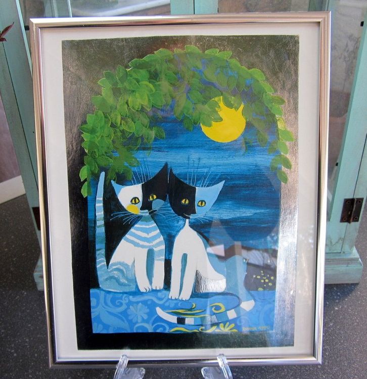 Rosina Wachtmeister Kunstdruck Katzen 1990 in Klemmrahmen 1