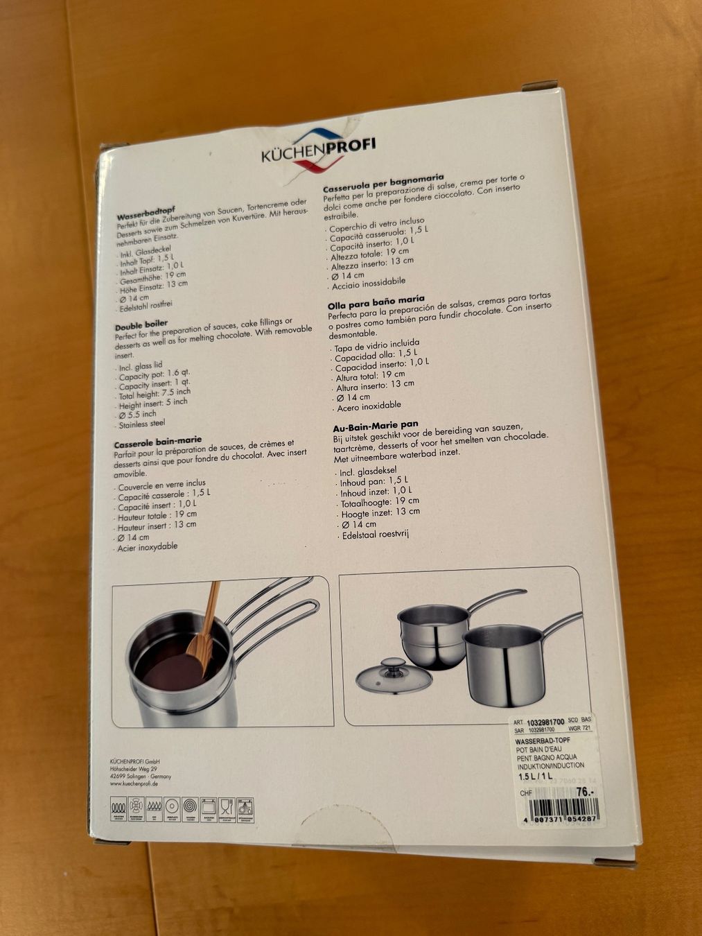 Pentole: KüchenProfi - Casserole à bain-marie – Nuovo e nell'imballaggio originale da Zürich venduto da lcg_898x 1