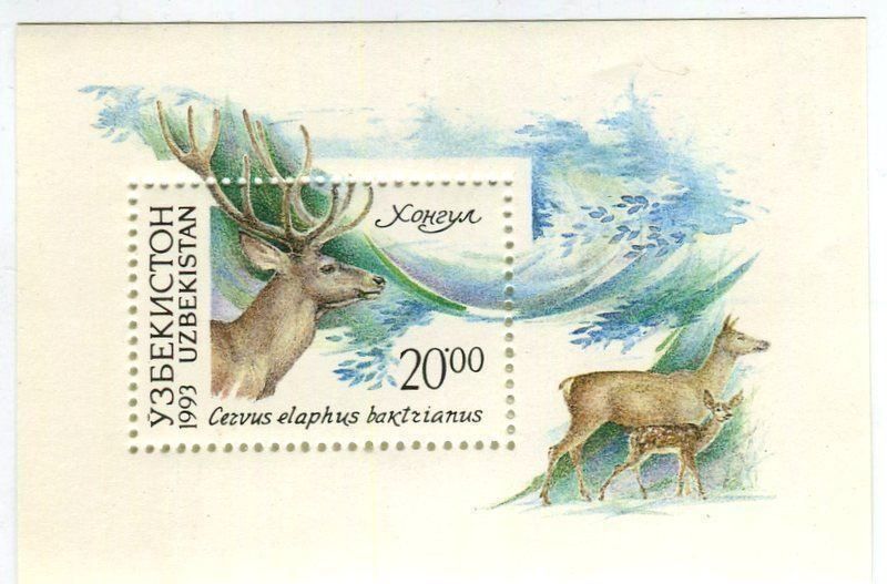 Alle Briefmarken: Block "Hirsche". Usbekistan. – Neu und originalverpackt aus Basel von Butsch5