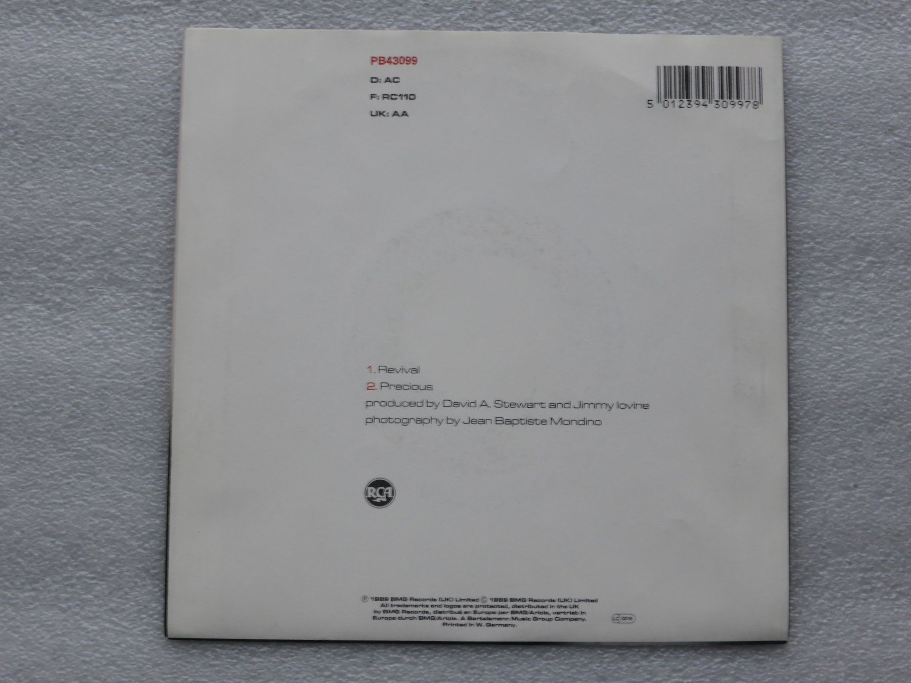 Schallplatten: Vinyl Single  EURYTHMICS – Gebraucht aus Küssnacht am Rigi von Mondkinder 3