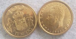 SPANIEN - 100 PESETAS 1992 - AUS DER ORIGINALROLLE - UNZ.