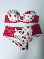 Bandeau Bikini, 2-teilig mit Kirschenmotiv