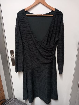 Simclan Jerseykleid Wickeloptik Gr.40 petrol/schwarz