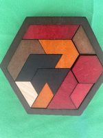 Geduldsspiel HexaTangram,11tlg., 12cm Spielbrett, Hartholz