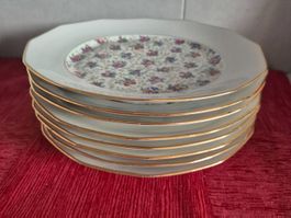8 assiette porcelaine Lourioux France ancienne C36