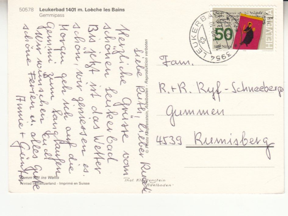 Ansichtskarten: Leukerbad 1988 – Gebraucht aus Bürglen TG von StampGraf 1