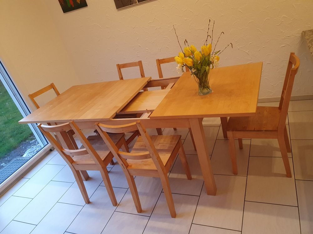 IKEA ESSTISCH (Ausziehbar) MIT 6 STÜHLEN Kaufen auf Ricardo