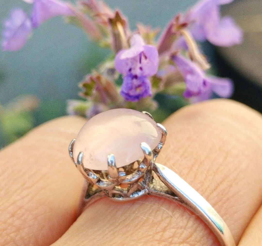 Anelli: Antiker Cabochon Rosenquarz Kronen Ring Silber – Usato da schwyz venduto da larry91sz 1