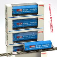 4 Märklin SBB Güterwagen «Cargo Domizil» blau, H0, WS, OVP