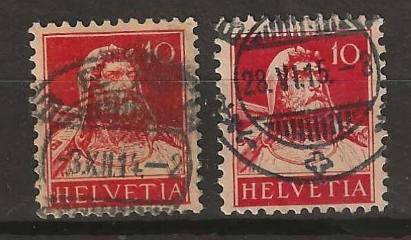 Alle Briefmarken: CH126 - Buste de Tell 126I - 126II obl. – Gebraucht aus Trélex von Phil_Albert