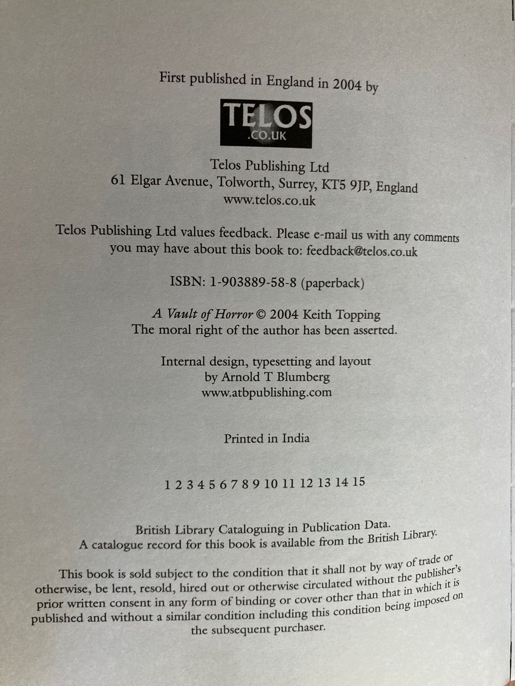 Libri: A VAULT OF HORROR - Telos - 2004 – Usato da Vandoeuvres venduto da ngc_9qj2 3