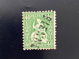 Sitzende Helvetia, 1862, 40c, BIENNE, Kat. 34, 1 Zahn stumpf