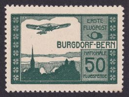 Flugpost Vorläufer IVa Ab.1 BURGDORF BERN 1913 ungebraucht *