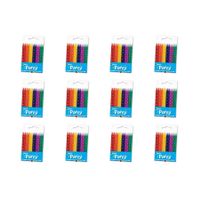 12 x 24er-Set Tortenkerzli Bunt, H 6.5cm