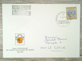 TR10 Enveloppe + Timbre Suisse 1967