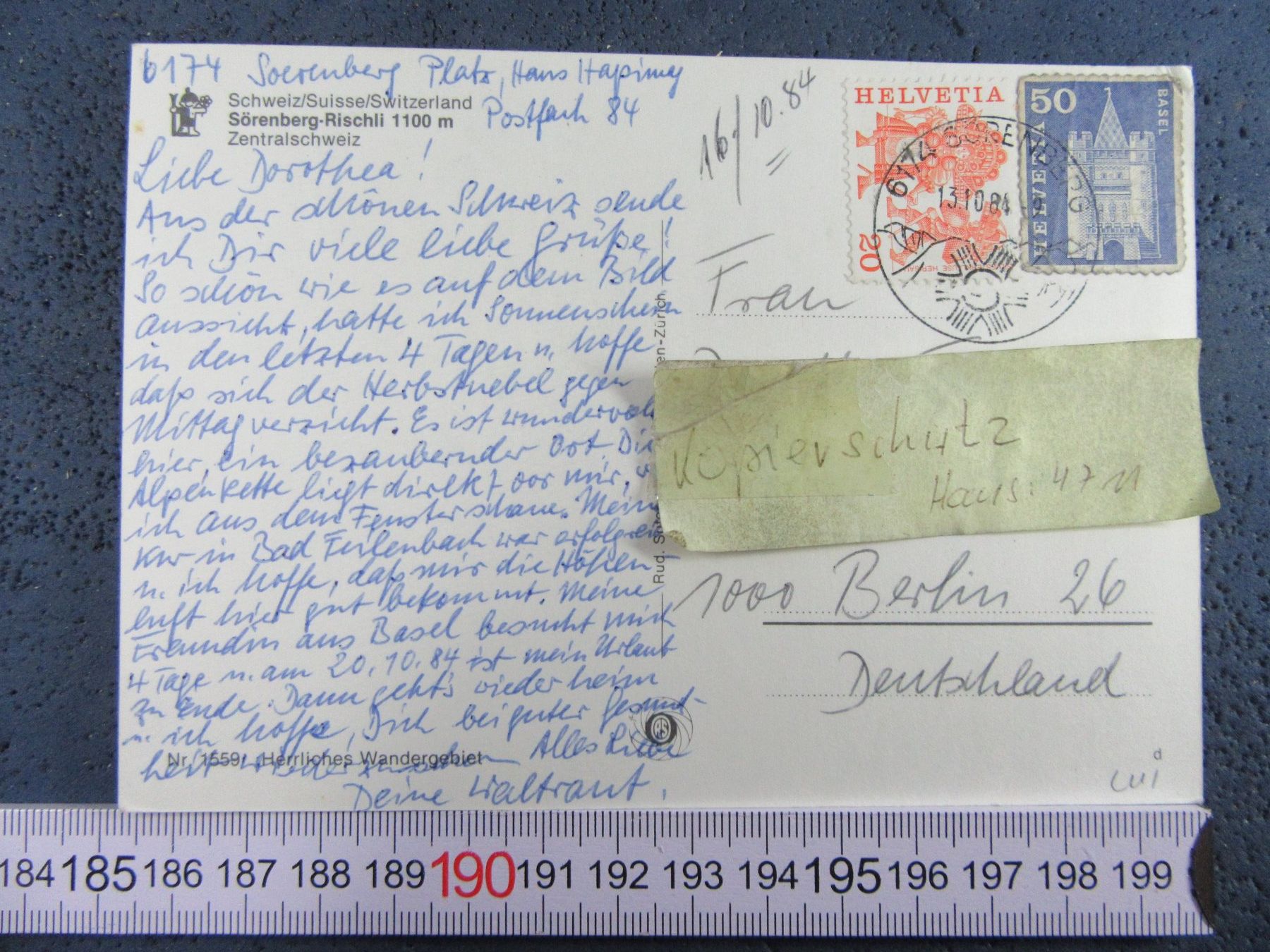 Cartoline postali: SÖRENBERG - RISCHLI 1984 LU AK – Usato da Ettingen venduto da Hausi4711 1