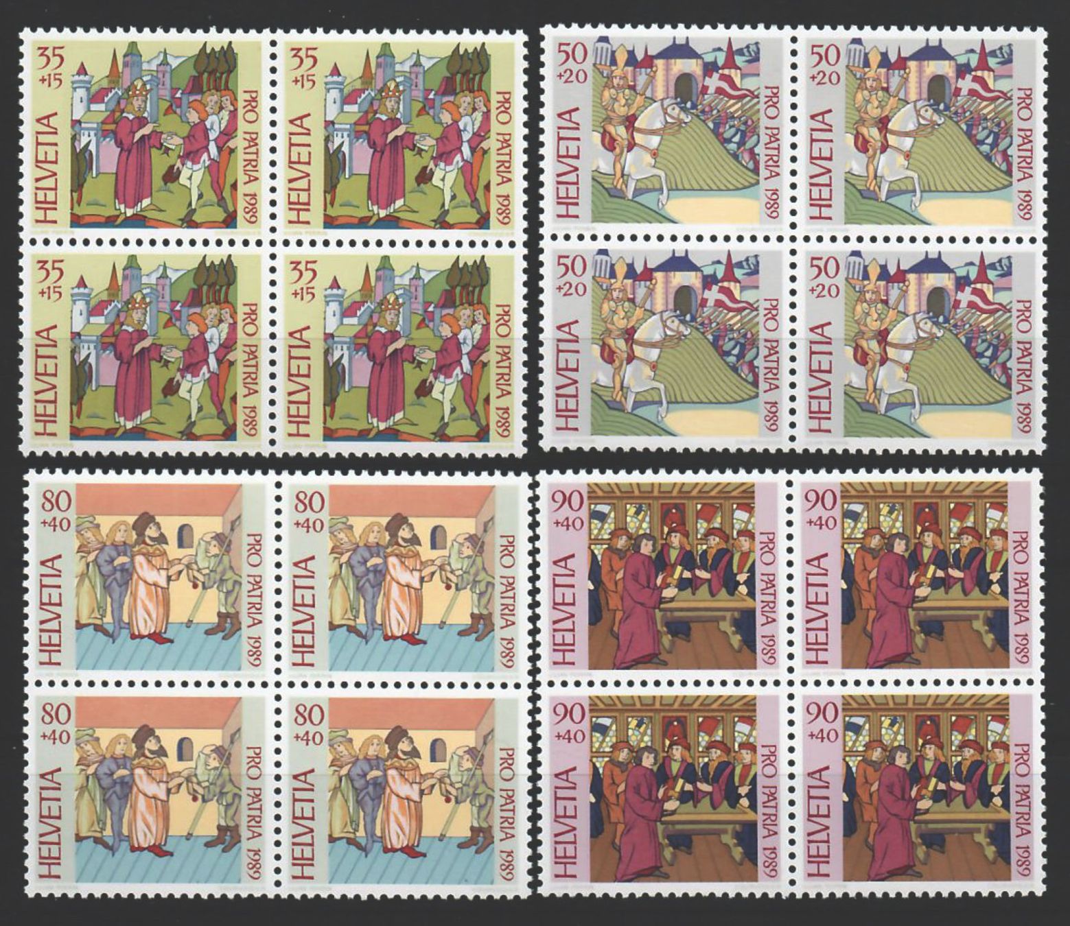 Tutti i francobolli: 1989, Pro Patria, Viererblöcke ** – Usato da Willisau venduto da Vollstempel