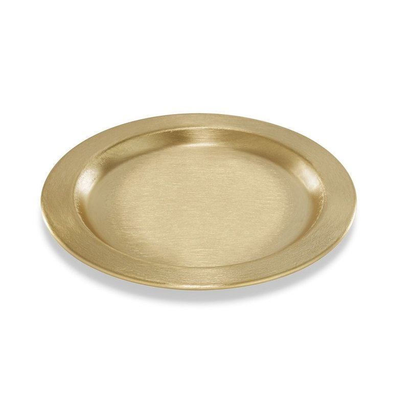 Portacandele: Schlichter Kerzenteller gold, D 110mm – Nuovo e nell'imballaggio originale da Gundelfingen venduto da printparcel