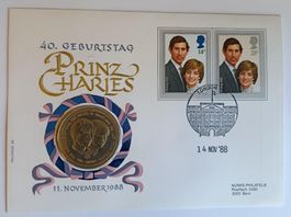 Numisbrief Prinz Charles 40. Geburtstag ab 1 Fr.