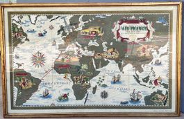 Vintage Air France World Map – Perceval Paris, France, frame