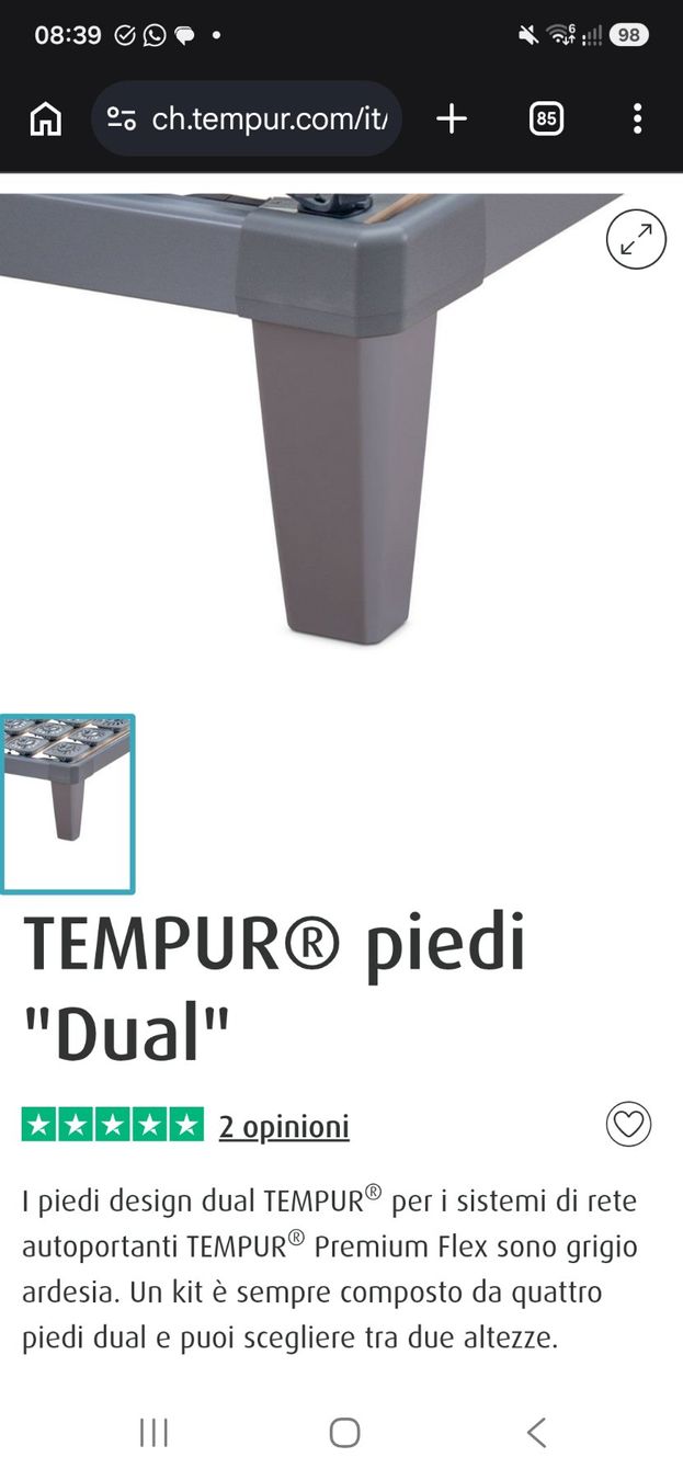 Tempur Letti: Tempur pieds de lit "Dual", 19cm – Nuovo (secondo la descrizione) da Neuchâtel venduto da mic_b7tj 1