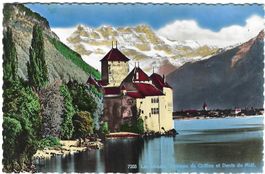 AK Lac Léman, Château de Chillon et Dents du Midi, 1953