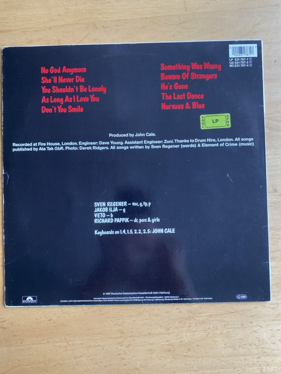 Dischi in vinile: Element of Crime – Usato da Zürich venduto da markus234 2